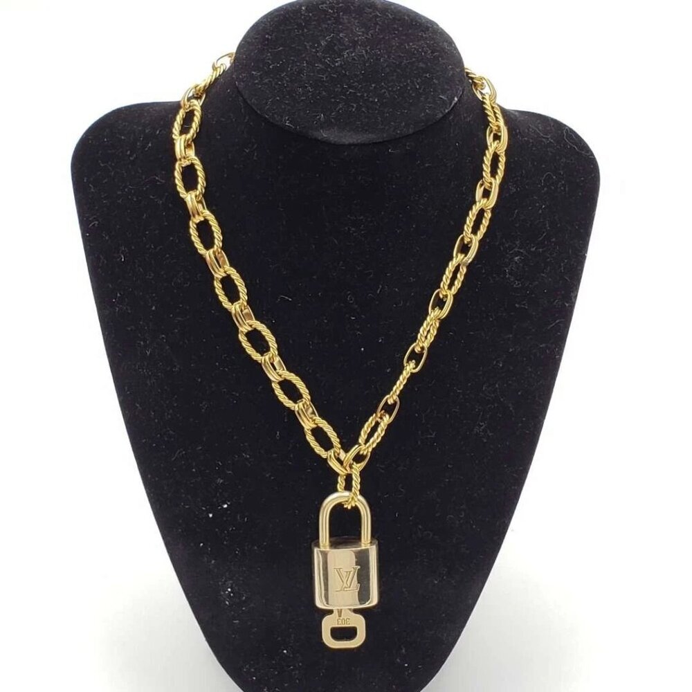 Authentic Louis Vuitton Lock & Key with Unbranded Gold Plated Chain Necklace